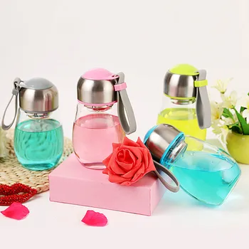 

Cute Mini Water Bottle Glass Lid Filter Transparent Tea Tumbler Stylish Office Portable Botella Vidrio Small Drink Bottle AB50WB
