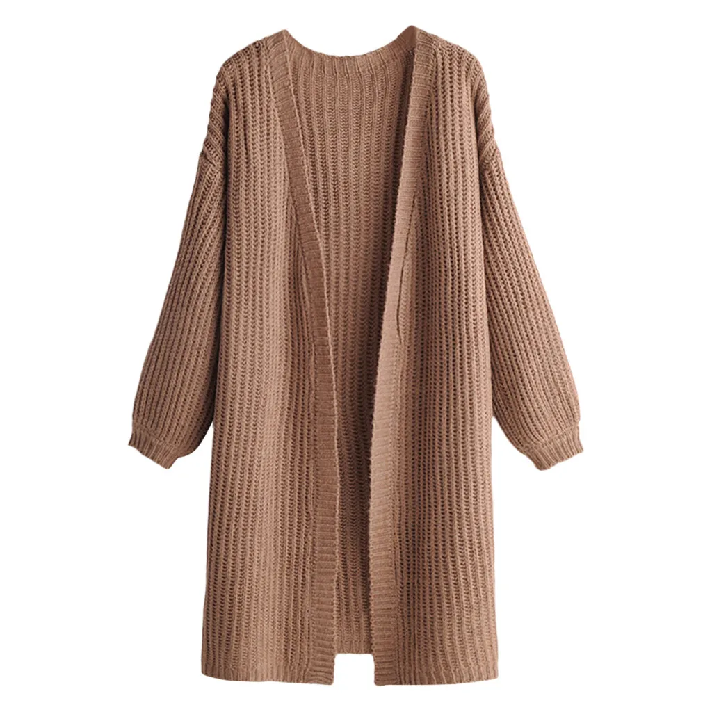 

Knitted Sweater Tops Women's Autumn Winter Fashion Long Pure-Color Cardigan Sweater Coat Female Soft Bottom Knitwear Coat Tops