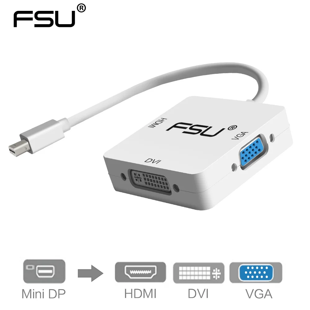 Адаптер FSU 3 в 1 Mini DP DisplayPort для HDMI VGA DVI кабель конвертер Mac Book Pro Air Monster DisplayPor|cable