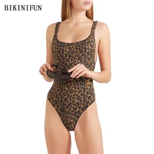 2020 New Sexy Scoop Neck Monokini Women Leopard Print Swimwear Backless Swimsuit S-L Girl Pullover Bathing Suit One Piece Suit