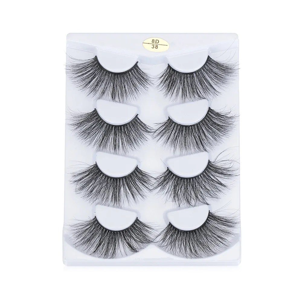4 пары 25 мм Resuable Lashes 8D норковые волосы ресницы натуральные длинные полный объем Wispies пушистые ресницы макияж инструменты для наращивания - Цвет: 8D-38