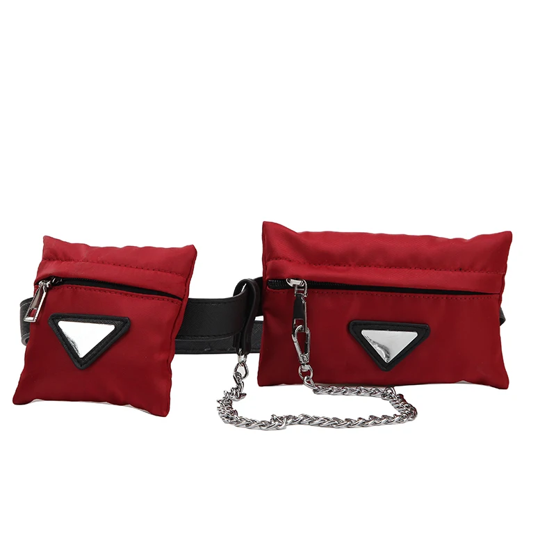 Red waist bag Сумка для женщин, поясная сумка,, водонепроницаемая нейлоновая поясная сумка, унисекс, для путешествий, нагрудный ремень, сумки, мини, модная цепочка, маленький кошелек, сумка для телефона - Цвет: Red waist bag