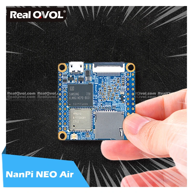 RealQvol FriendlyELEC NanoPi NEO Air 512 МБ ОЗУ 8 ГБ EMMC WIFI/Bluetooth Allwinner H3 четырехъядерный Cortex-A7 DVP