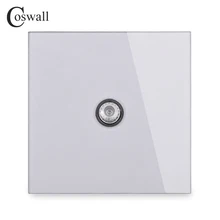 COSWALL Кристалл Закаленное стекло панель настенная розетка женский ТВ разъем телевизионный разъем R11 серии серый цвет