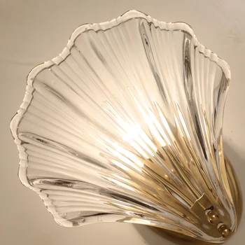 

Jmzm Copper Wall Light Living room Bedroom Wall Lamp High Light Transmission Shell Glass Lampshade Corridor Decoration Lamp