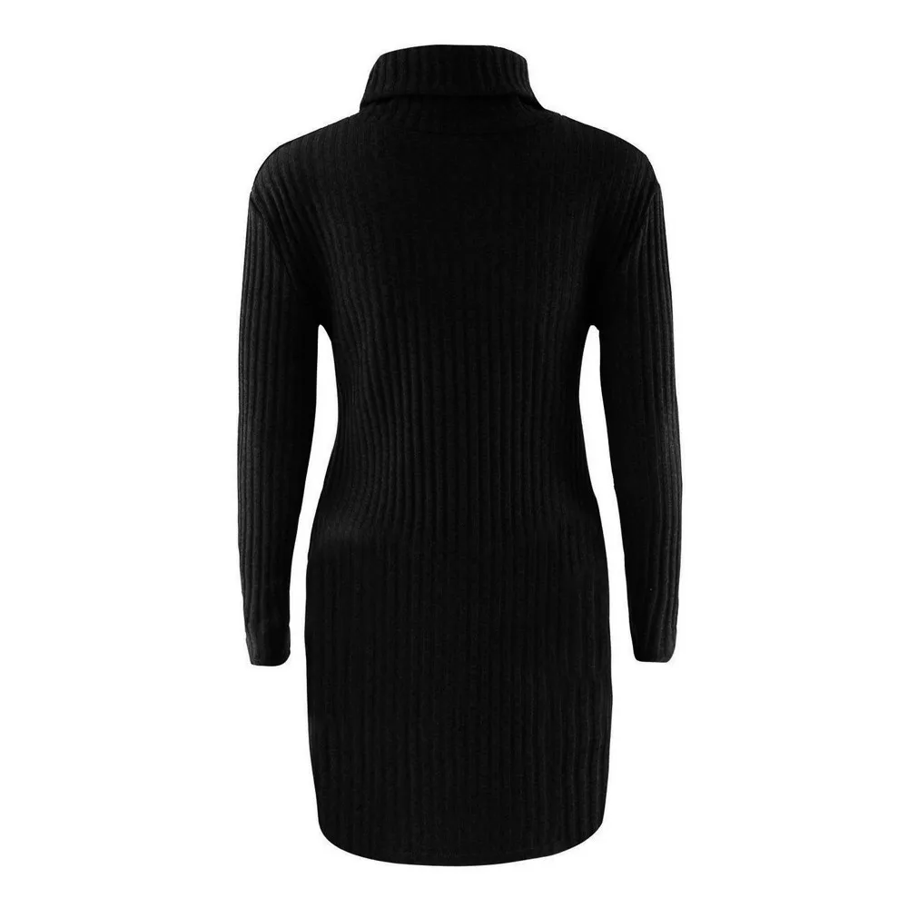 Best selling ladies high collar long-sleeved solid color sweater skirt home casual comfortable bottoming sweater to keep warm