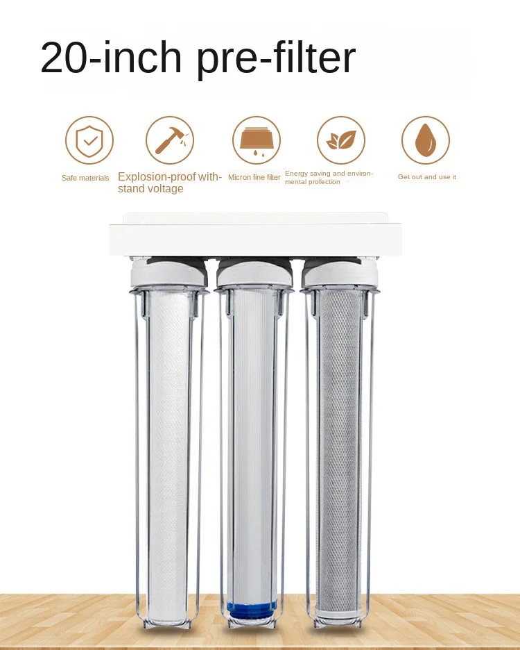 

Fabriek directe verkoop 20 inch 3 niveau Direct drinken transparante waterzuiveraar Pre-filter water filter PPF + UDF + CTO