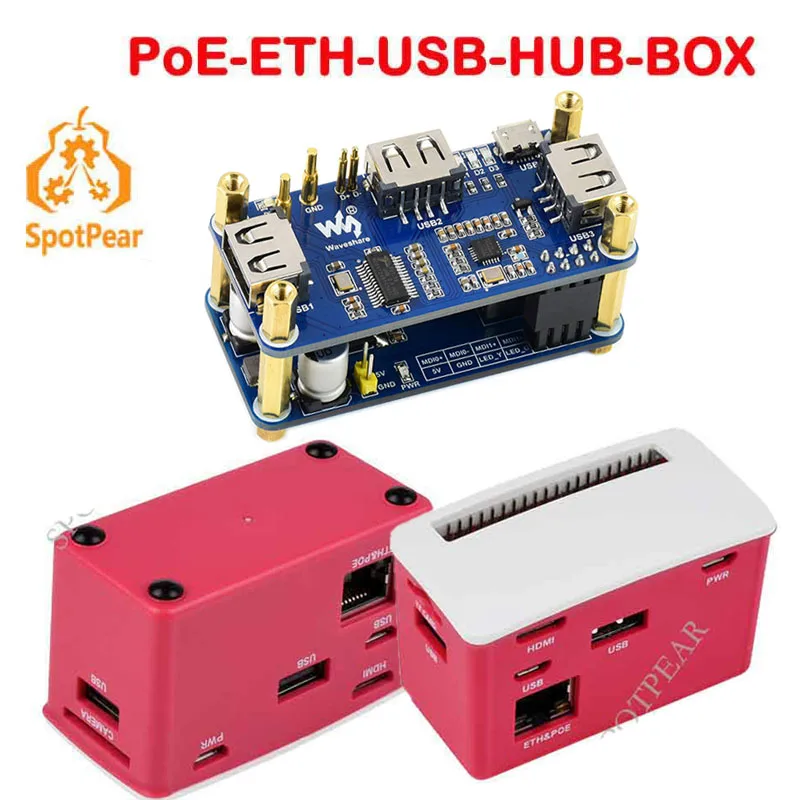 Raspberry Pi Zero Series Poe Ethernet / Usb Hub Hat Box 3X Usb 2.0, Conforme A 802.3Af