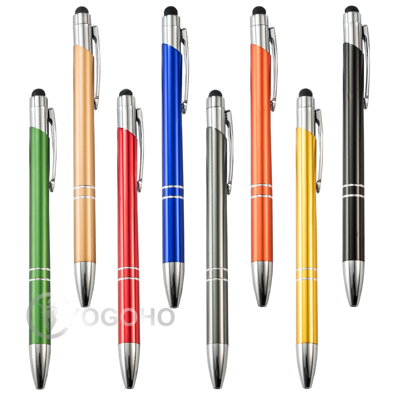 20pcs/Lot 2 in 1 touch screen pen with ball pen stylus pen with custom logo metal ball point pen custom logo Touch pens