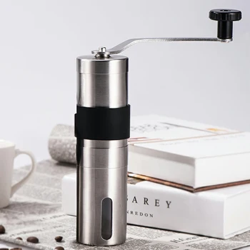 

Silver Coffee Grinder Mini Stainless Steel Hand Manual Handmade Coffee Bean Burr Grinders Mill Kitchen Tool Grinders TOB