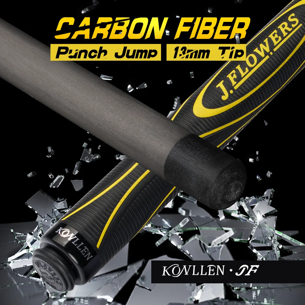 

KONLLEN JFLOWERS Punch Jump Cue Jump Punch Carbon Fiber Break Cue Shaft Professional Tecnologia Billard Carbon Break Jump Cues