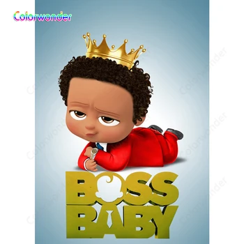 

Photography Little Men Wearing Red Suit with Golden Crown Yellow Boss Baby 5x7ft Kids Birthday Party Grey Backdrops for Newborn