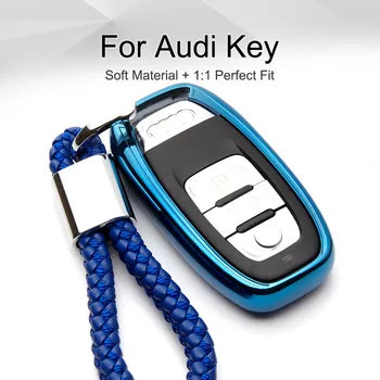 

Smart Car Soft TPU Key Cover Fob Case Shell For Audi A4L A1 A3 A4 A5 A6 A7 Quattro Q3 Q5 Q7 Key Ring Chain Pendant Accessories
