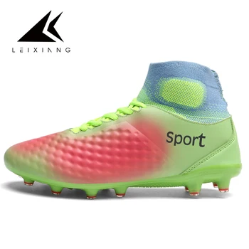 

New Adults Men's Football Boots Ankle Top Outdoor Long Spike FG Sole Soccer Cleats Sports Futsal Soccer Sneakers Big Size 45