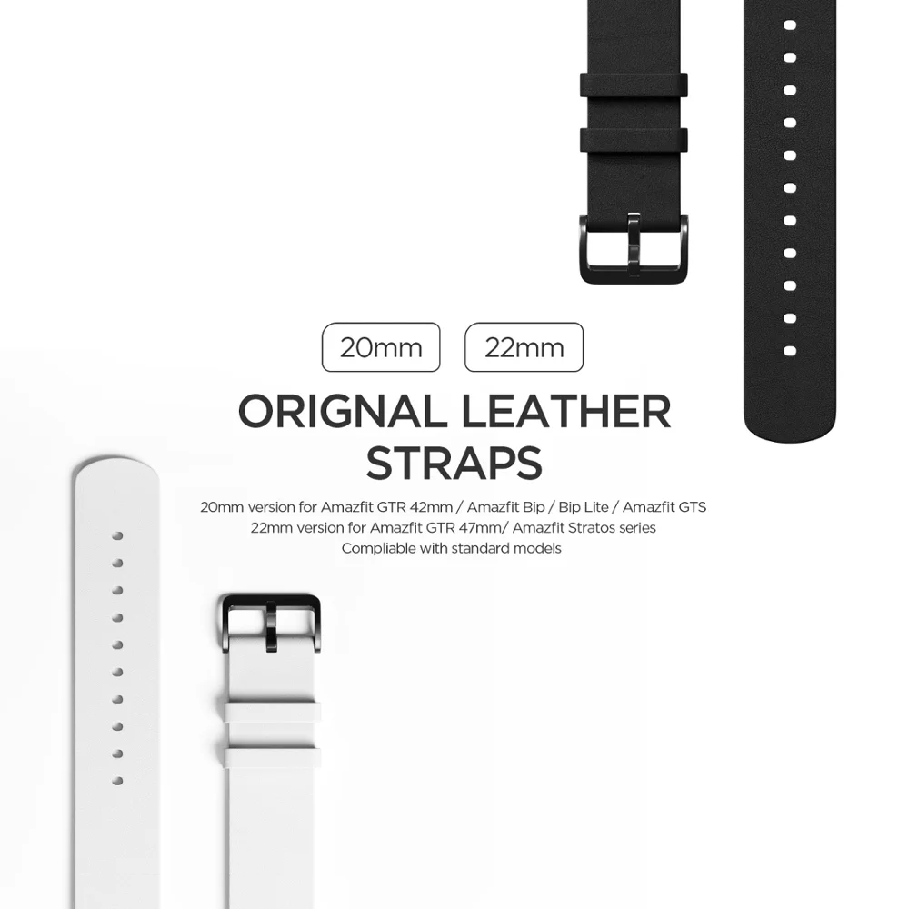 Pulseira de Couro Acessórios para Smartver Amazfit Orignal 20mm - 22mm Mod. 1456576 - Image 4