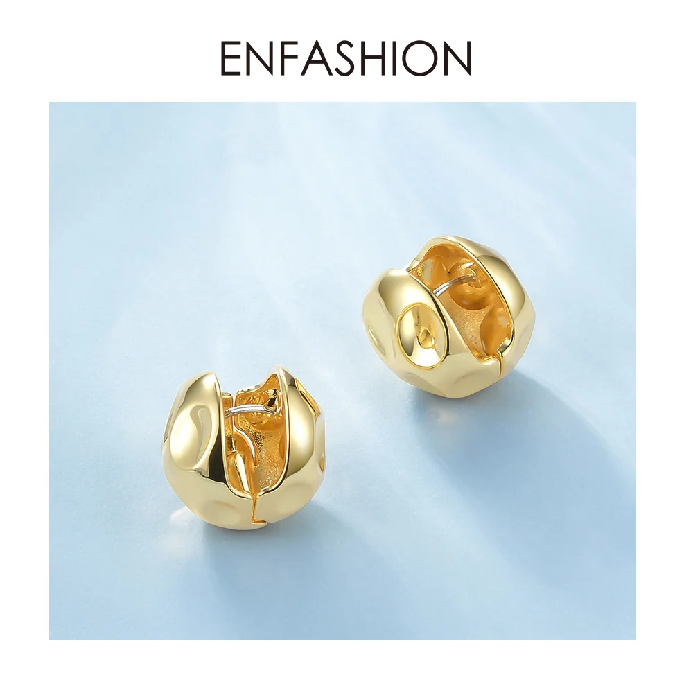 ENFASHION, панк, футбол, серьги-кольца для женщин, маленький золотого цвета, круглый шар, расплавленные обручи, серьги, модное ювелирное изделие Aros E191103