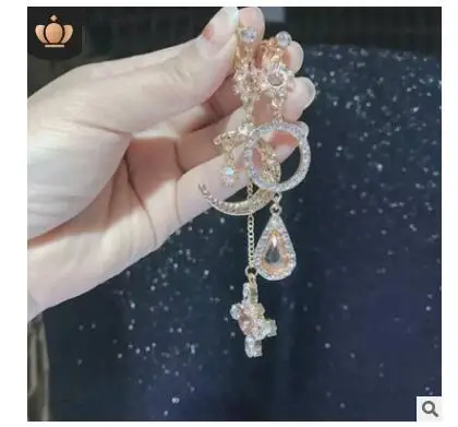 Сладкая девушка Сердце Оранжевый Женщины мечта Луна уха клип серьги