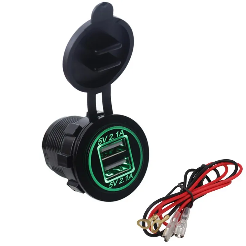 4.2A 12-24 в светодиодный USB зарядное устройство для мотоцикла, грузовика, квадроцикла, лодки, автомобиля, двойной USB разъем, зарядное устройство, адаптер питания, розетка