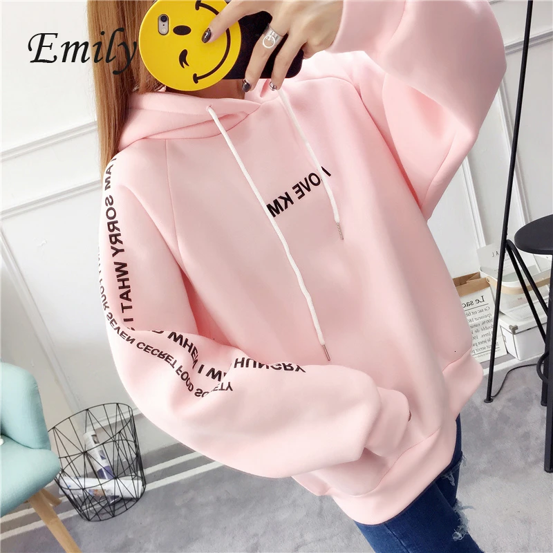 

Harajuku Cute Women Hoodies Letter Printed Long Sleeve Loose Hooded Sweatshirt Ladies Oversized Hoodie Pullovers Casaco Feminino