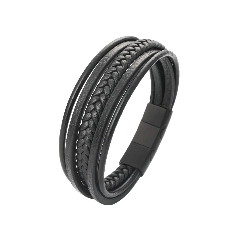 Bracelet Cowhide Braided Stainless Steel Extended Buckle Leather Custom Titanium Steel Simple and Elegant Accessories Delicate
