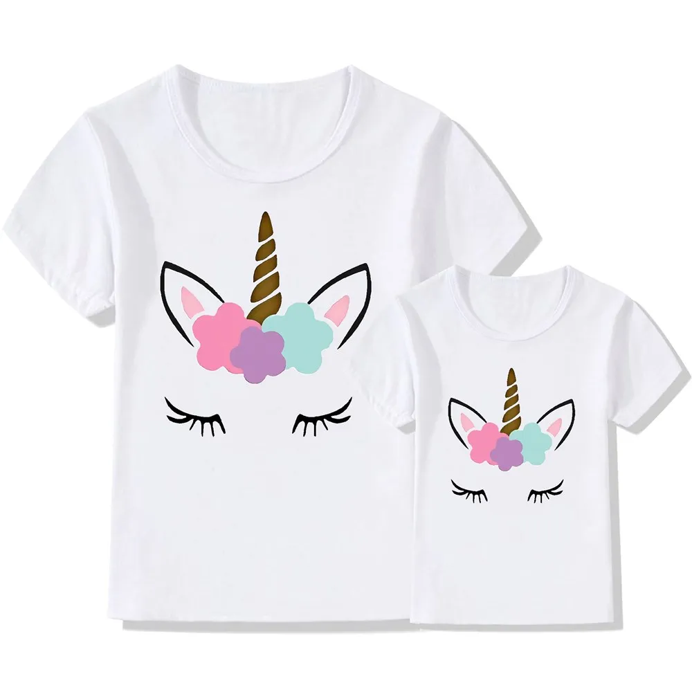 Divertida camiseta unicornio impresión familia mirada madre hija camiseta familia juego ropa disfraz familia CT-1906