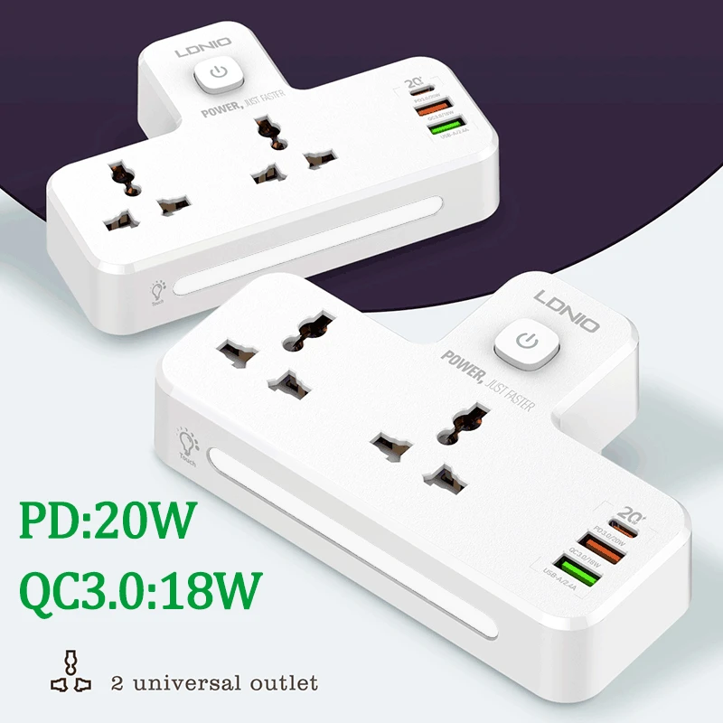 Универсальная многоразъемная вилка QC3.0 PD usb настенная розетка зарядное
