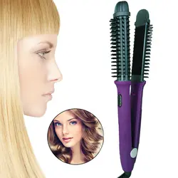 2 в 1 Портативный керамические электрический утюг волос щетка для выпрямления керлинг многофункциональный быстро выпрямитель для волос