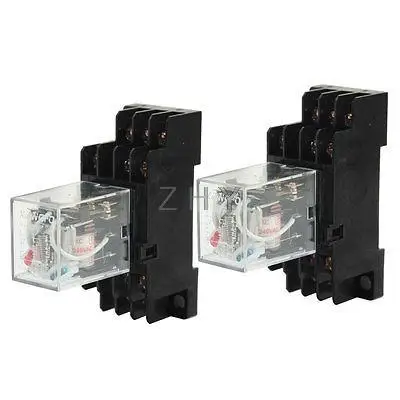 

2pcs HH53P AC 220/240V 3PDT Red LED DIN Mounted Power Relay w Socket