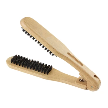 

Wooden V Type Hair Straightener Comb Anti-Static Double Brushes DIY Hairdressing Styling Tools Hairbrush