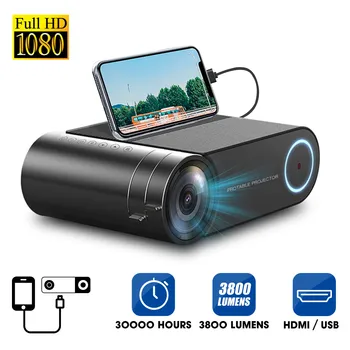 

4K 3800 Lumes LED Projector Portable 1080P Full HD Projector Colorful Multimedia Theater HDMI VGA AV USB Outdoor Home