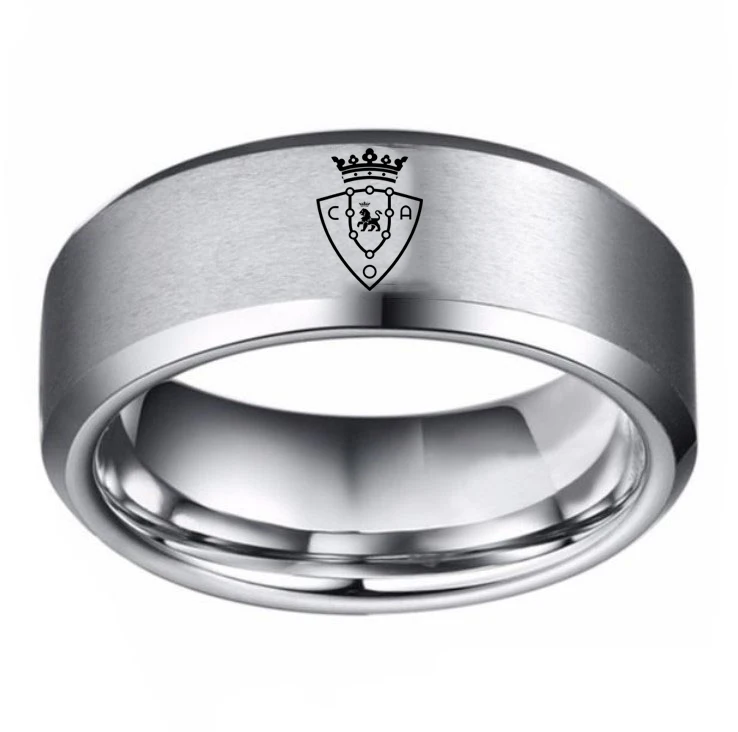 

Atletico Osasuna F.C Football Club Logo Fans Ring 8mm Custom DIY Laser Name Logo Stainless Steel Ring for Mens Gifts