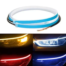 

2Pcs Car Led Strip DRL Daytime Running Light Waterproof Universal 12V Auto Headlight Sequential Turn Signal Yellow Flow Day Lamp