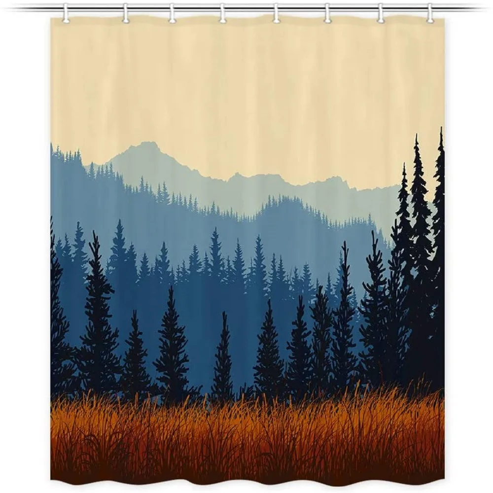 RV Shower Curtain for Camper Trailer Camping Bathroom, Grassy Meadow
