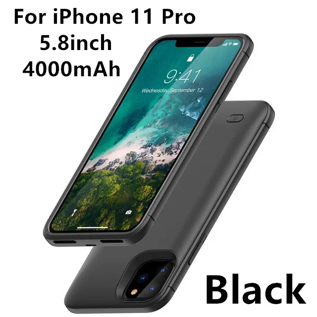 Чехол для зарядки аккумулятора s 4000 мАч для iPhone 11 Pro, чехол для аккумулятора для iPhone 11 Pro Max, чехол для зарядки аккумулятора s - Цвет: Black For 11 Pro