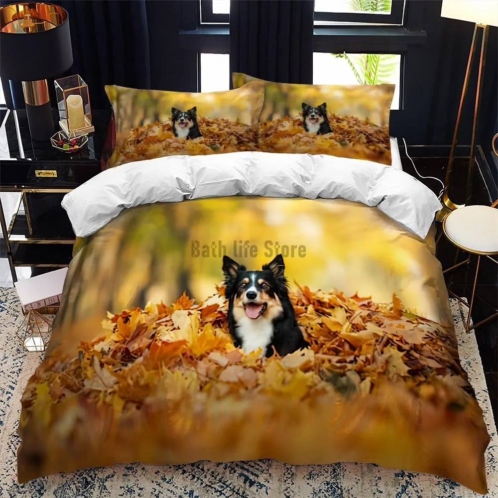 

Pet Dog Lovely Animal Bedding Set For Adult Kids Bed Covers King Queen Size Duvet Cover Sets Luxury Black Bedclothes Customize