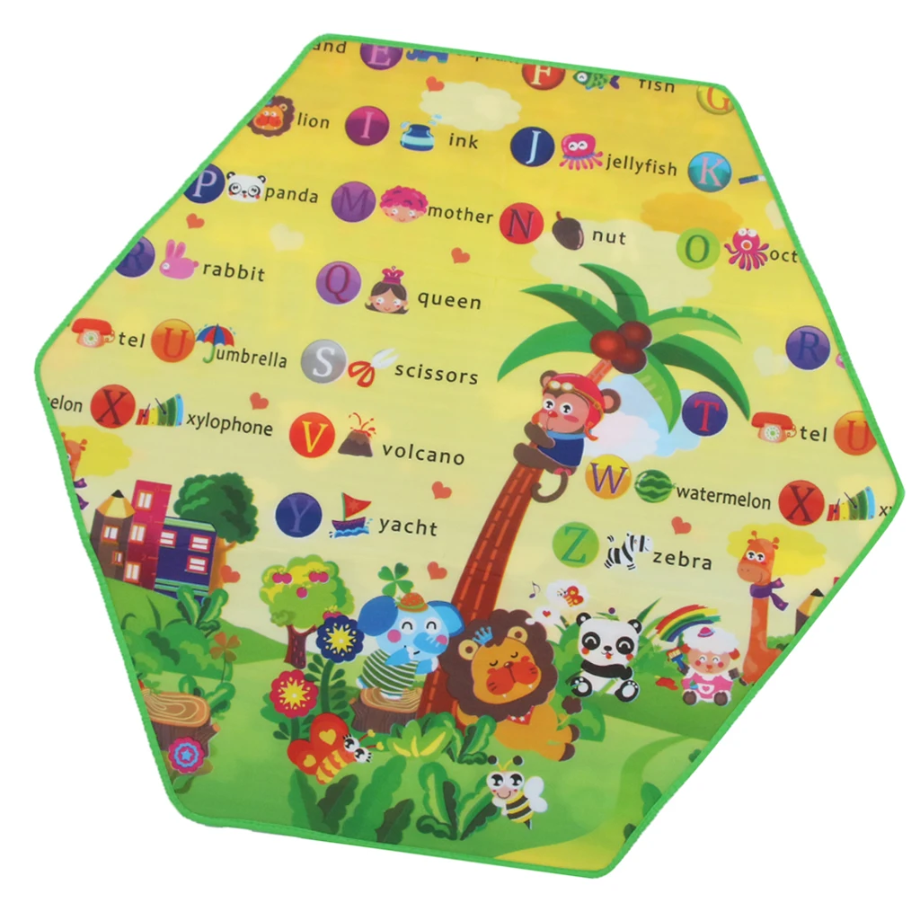Kids Baby Hexagonal Cartoon Crawling Carpet Play Mat Rug Toy Early Learning