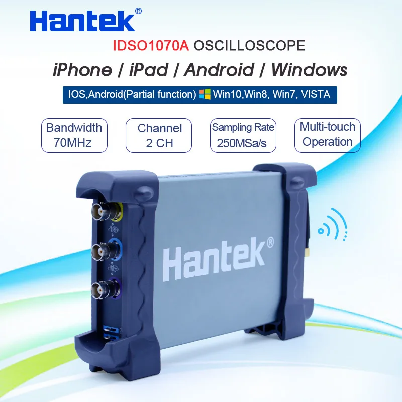 Hantek iDSO1070A digital oscilloscope iPhone/iPad/Android/Windows Oscilloscope 2CH 70MHz WIFI