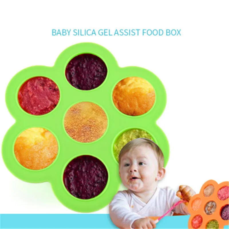 

Seven-hole Silica Gel Children's Food Supplementary Box Ice Mould With Cover Seven-hole Pudding Mould Food Storage Sealed Box