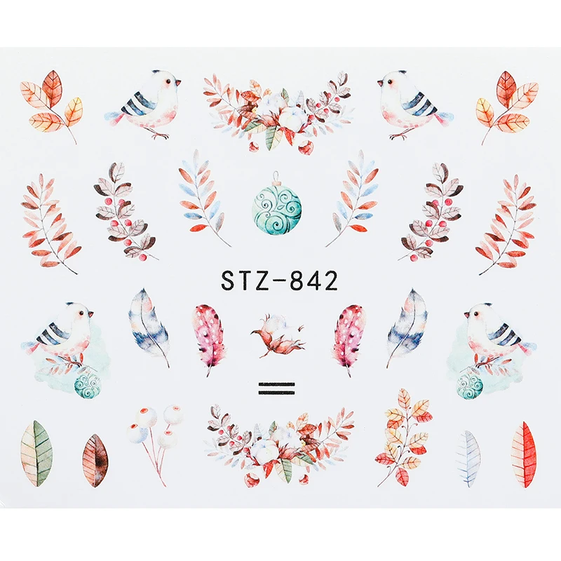 1 шт кактус, фламинго, Бабочка, Киви/, жуки, зеленые листья переводные наклейки для ногтей Красота Переводные украшения для ногтей - Цвет: STZ-842