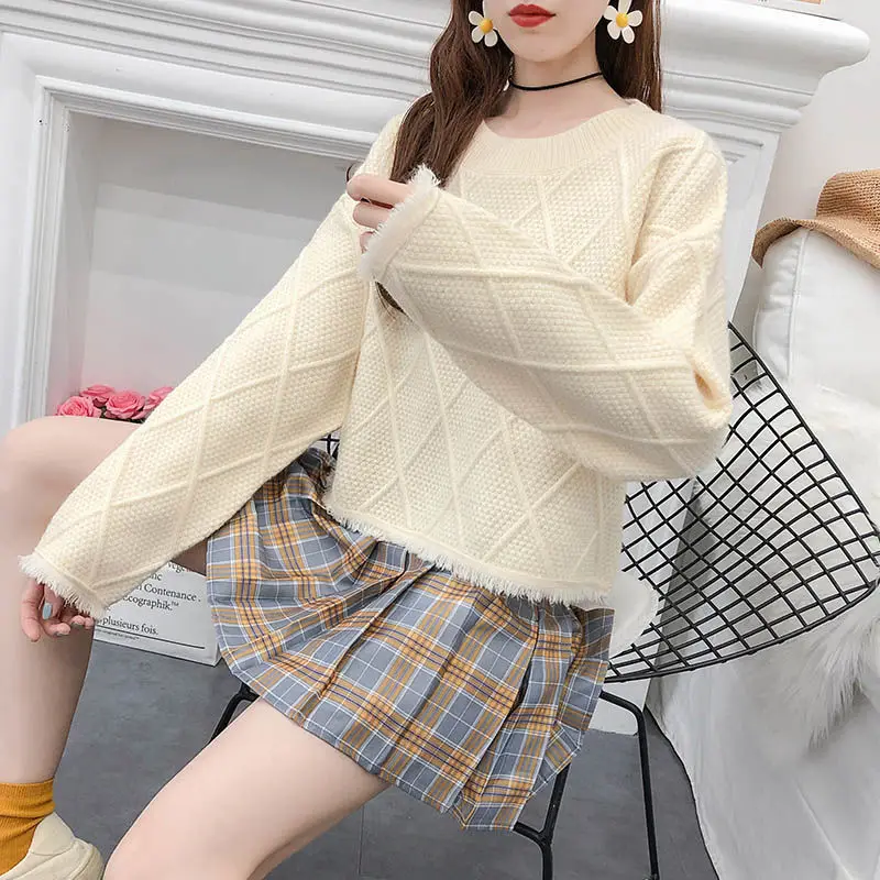 Бежевый Fashion pullovers autumn winter Women Knitted o-neck Sweater Casual Soft and warm Jumper Fashion Slim Femme Elasticity Pullovers - Цвет: Бежевый