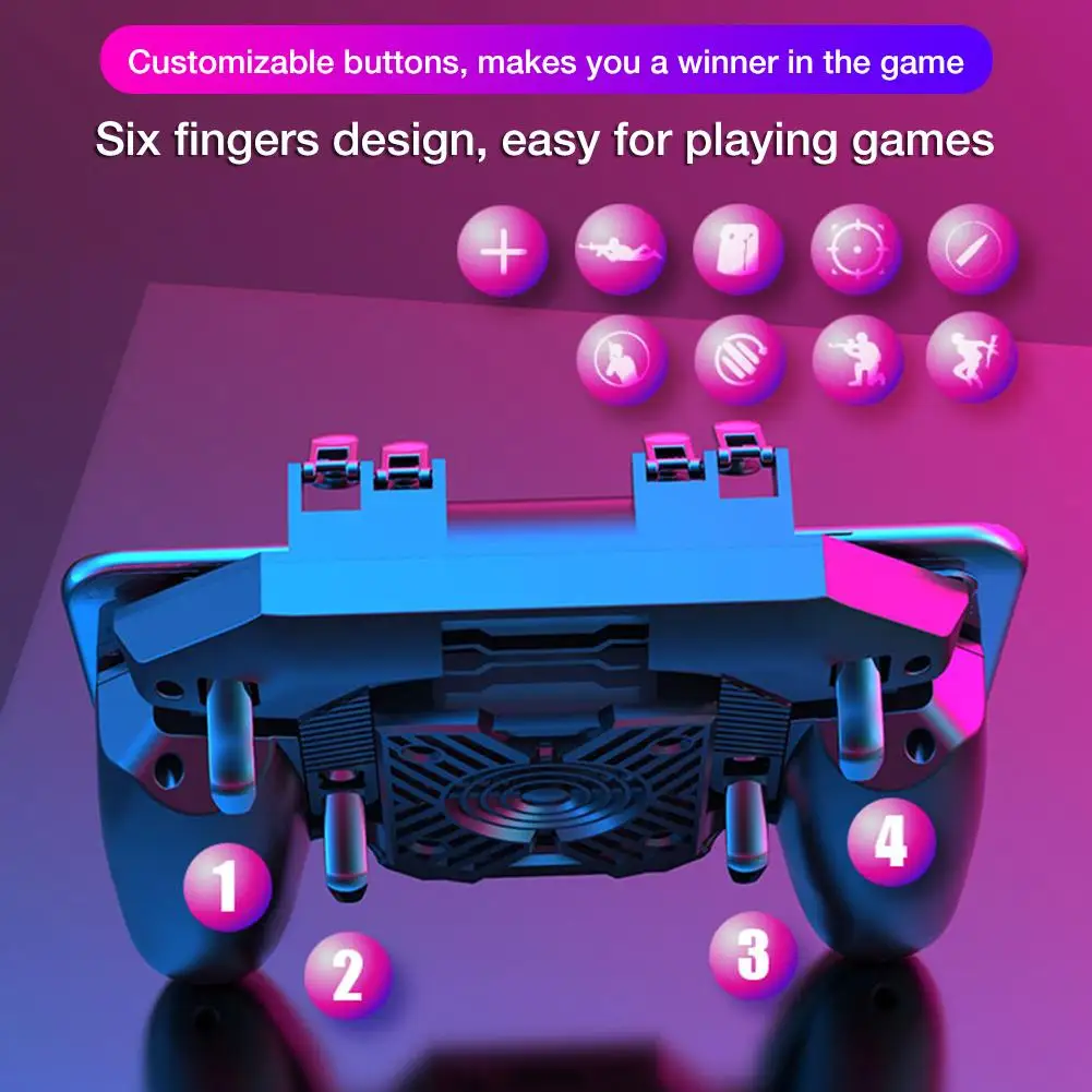 MEMO AK88 Six Finger Gamepad Triggers All-in-One Mobile Game Controller Gamepad Joystick Control For IOS Android Mobile Phone