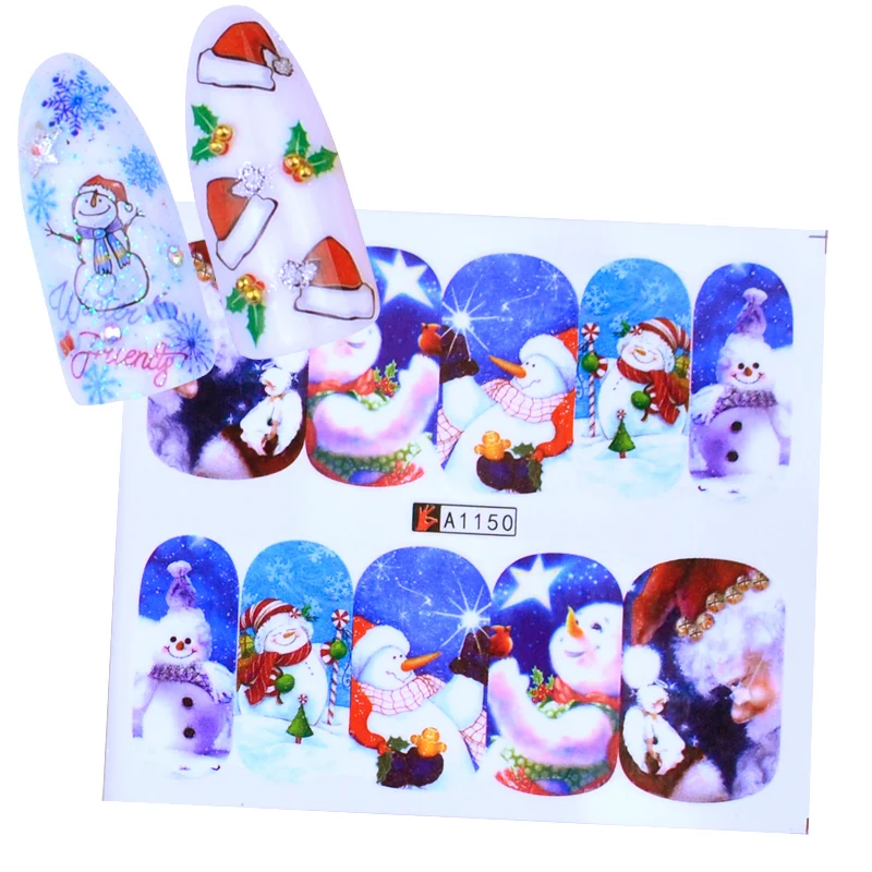 1 шт. Рождественская наклейка на ногти водная наклейка Рождественский Санта Клаус Олень переводная наклейка для ногтей маникюр инструмент украшения