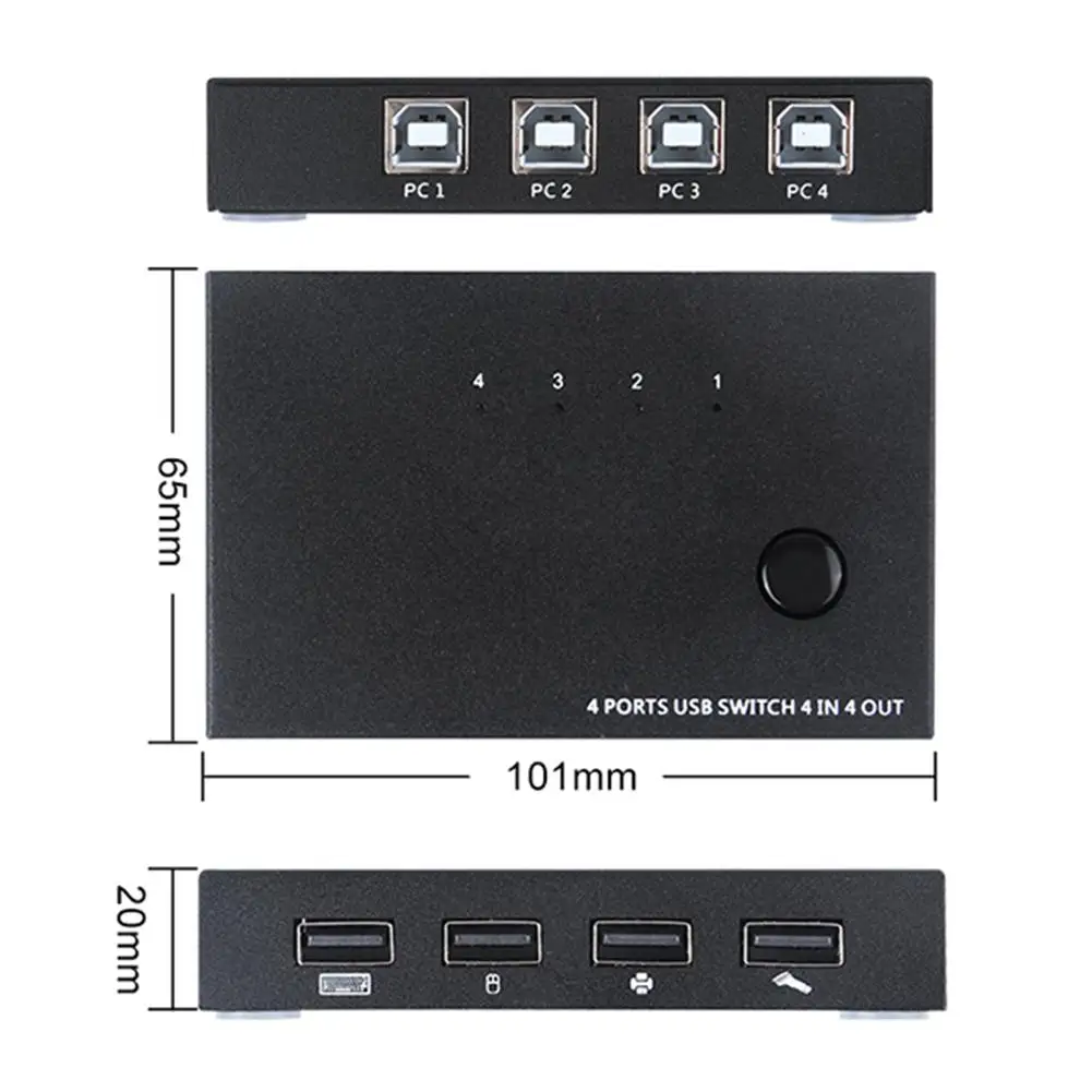 USB 2,0 HDMI KVM переключатель 4 в 4 Выход периферийный распределительный коммутатор адаптер коробка концентратор 4 шт. поделиться 1 светодиодный USB устройство для принтера сканер