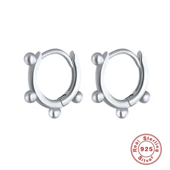 

Oringinal S925 Sterling Silver Small Buckle Geometric Circle Beads Earrings 100% New Fashion Unique Style Chic Design For Women