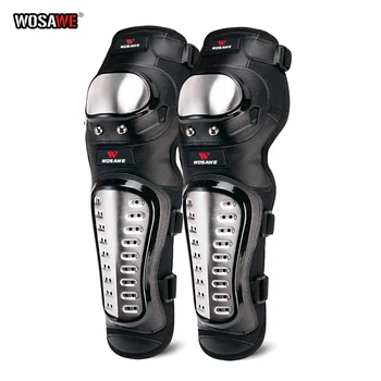 

WOSAWE Adult Motorcycle Knee Pads Stainless Steel Knee Guards Moto Racing Skateboard pulley Protective Gear Kneepads Kit