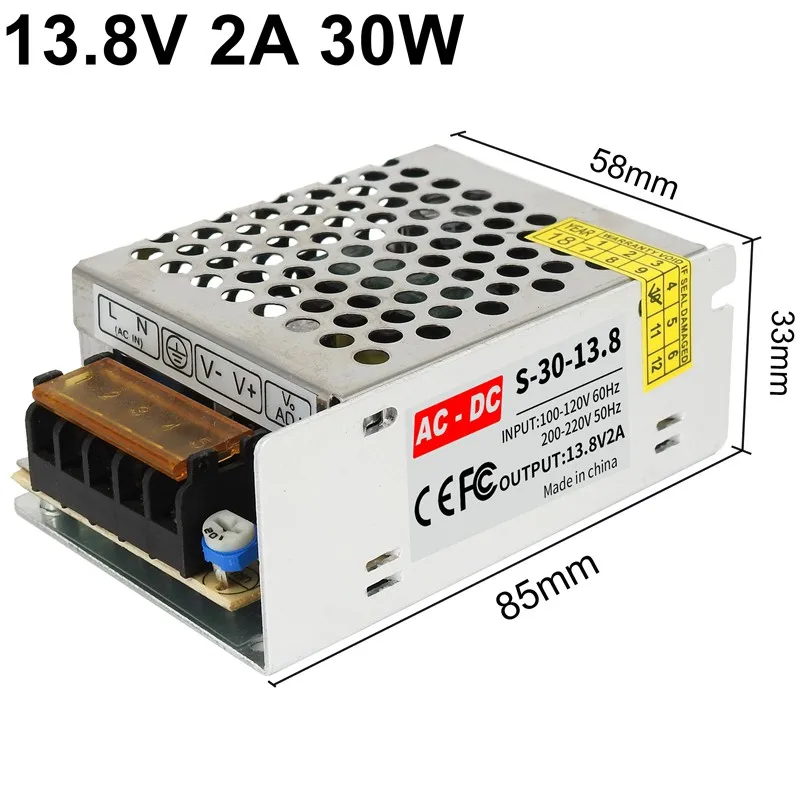 Регулируемый 13 8 V 2A 30W импульсный источник питания 110V 220V ac к dc трансформатор