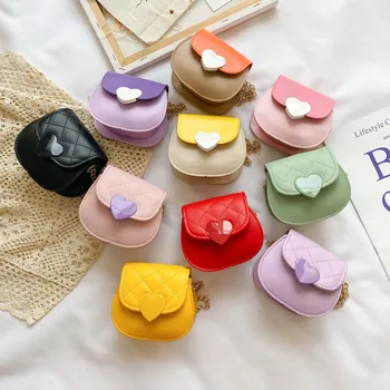 

Children's bags female 2020 new shoulder bag cute peach heart small fragrance contrast color rhombus messenger bag