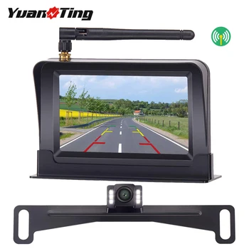 

YuanTing Wireless 4.3'' Monitor System IP69 Waterproof 6 LED Night Vision Rear/Front View Camera with Guide Lines On/Of for Car
