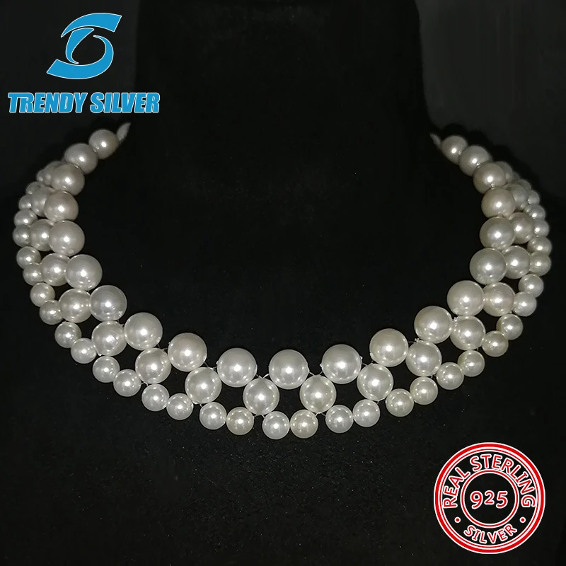 

Pearl Sterling Silver Patchwork Necklace