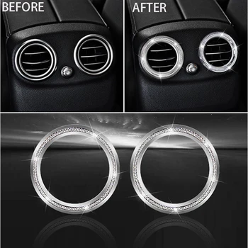 

2 pcs Car Rear Seat Air Outlet Frame Decoration Cover Trim For Mercedes Benz C200LC180 Car Centre Console Rear Air Vent Outlet